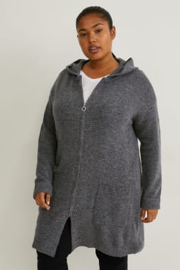 Gilet en maille à capuche