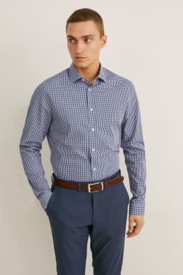 Business shirt - slim fit - cutaway collar - easy-iron - check
