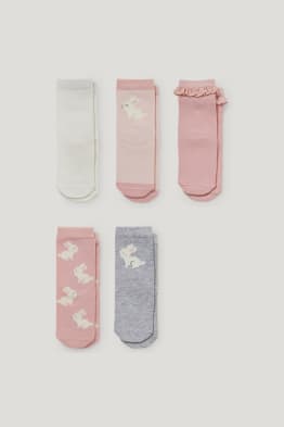 Multipack 5 ks - zajíčci - ponožky s motivem pro miminka