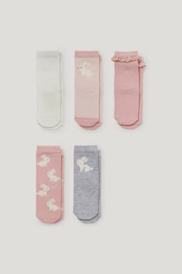 Lot de 5 paires - petits lapins - chaussettes pour bébé à motif