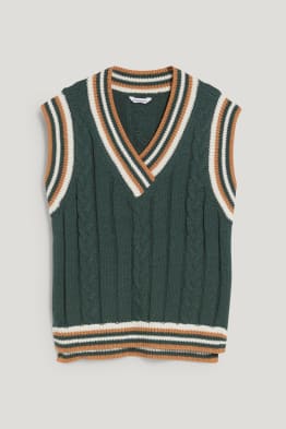 CLOCKHOUSE - vestă pullover - material reciclat - cu torsade