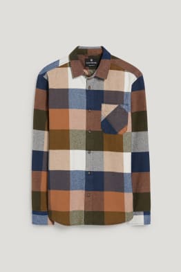 CLOCKHOUSE - camicia di flanella - regular fit - collo all'italiana - a quadretti