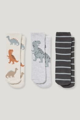 Multipack of 3 - dinosaur - baby non-slip socks with motif