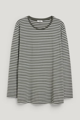 H&M Longesleeve wit-lichtgrijs gestippeld casual uitstraling Mode Shirts Longsleeves 