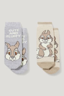 Lot de 2 paires - animaux - chaussettes antidérapantes à motif pour bébé