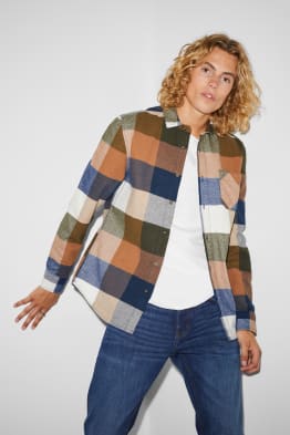 CLOCKHOUSE - camicia di flanella - regular fit - collo all'italiana - a quadretti