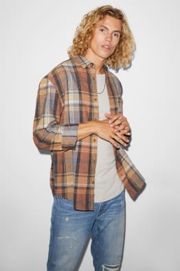 CLOCKHOUSE - camicia di flanella - relaxed fit - collo all'italiana - a quadretti