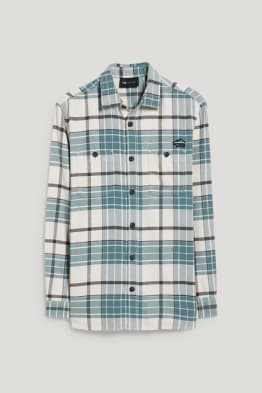 Camicia di flanella - regular fit - collo all'italiana - quadretti