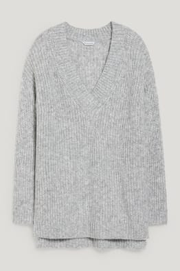 Mode Sweaters V-halstruien DANI V-halstrui bruin gestippeld casual uitstraling 