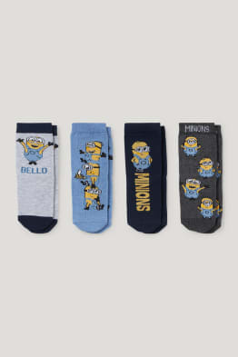 Lot de 4 paires - Minions - chaussettes pour bébé à motif