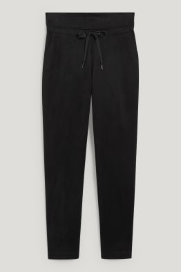 Hose - Mid Waist - Tapered Fit - Velourslederimitat