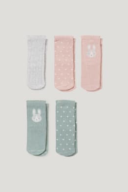 Confezione da 5 - leprotti - calze con motivo per neonati