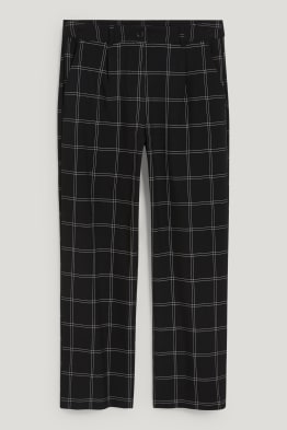 Spodnie materiałowe - średni stan - wide leg - w kratkę