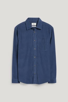 Camicia di velluto a coste - regular fit - collo all'italiana