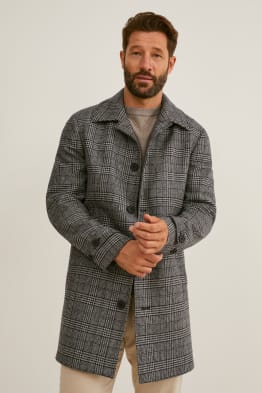 Manteau en laine Mérinos - à carreaux