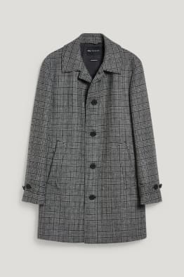 Manteau en laine Mérinos - à carreaux