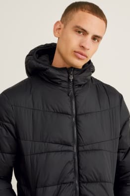 Quilted jacket with hood - running - recycled