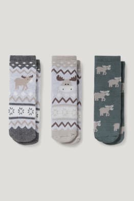 Lot de 3 paires - élan - chaussettes antidérapantes à motif pour bébé