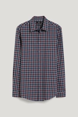 Business košile - slim fit - kent - snadné žehlení - kostkovaná
