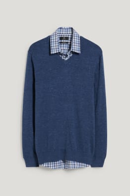 Pullover und Hemd - Regular Fit - Kent - bügelleicht