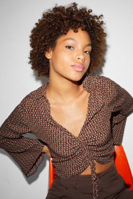 CLOCKHOUSE - Crop Bluse - gemustert