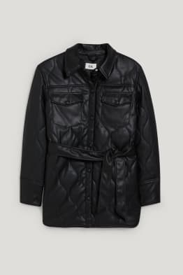 Gewatteerd overshirt - imitatieleer