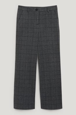 Pantalon en toile - mid-waist - wide leg - matière recyclée - à carreaux