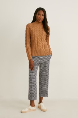 Jersey trousers - wide leg - check