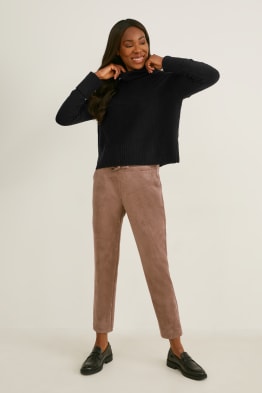 Pantaloni - vita media - tapered fit - similpelle scamosciata