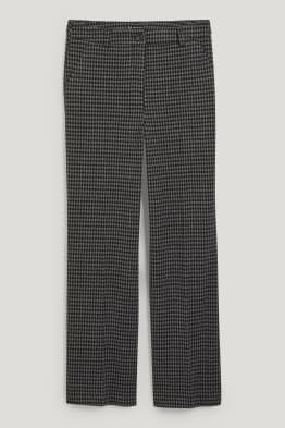 Pantaloni de stofă - talie medie - wide leg - în carouri
