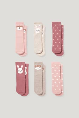 Confezione da 6 - animali selvatici - calze antiscivolo per neonate