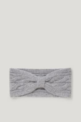Fascetta scaldafronte di cashmere - motivo a treccia