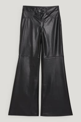 CLOCKHOUSE - pantalons - high waist - wide leg - pell sintètica