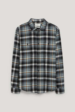 Cămașă din flanel - regular fit - guler Kent - în carouri