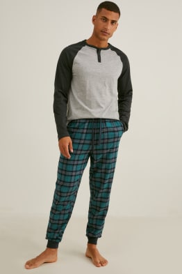 Newmont Burgundy Check Mens Cotton Flanel/Brush Cotton PJ Pyjama Set PJ's Pyjamas PJ Maten S-4XL Kleding Herenkleding Pyjamas & Badjassen Sets 
