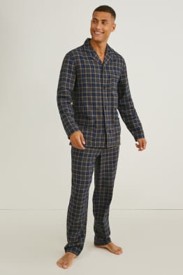 Pyjama en flanelle-à carreaux C&A pour homme en coloris Bleu Homme Vêtements Vêtements de nuit Pyjamas et vêtements dintérieur 