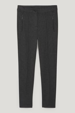 Pantaloni - talie medie - slim fit - în carouri