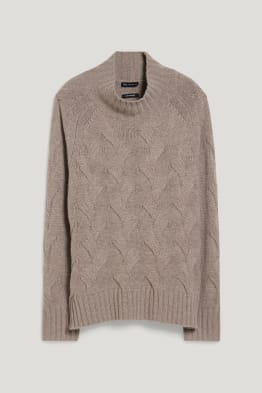 Kašmírový svetr - copánkový vzor