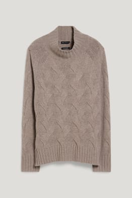 Sweter z kaszmiru - wzór warkocza