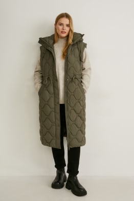 Quilted gilet with hood - recycled
