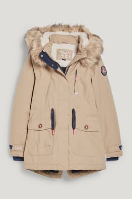 Parka avec capuche et garniture en fausse fourrure - hiver