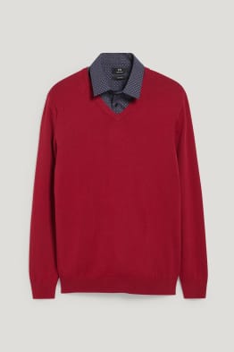 Pullover und Hemd - Regular Fit - bügelleicht