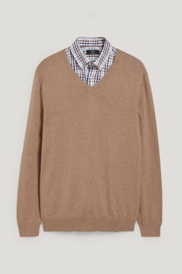 Jumper and shirt - regular fit - easy-iron - recycled