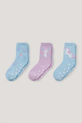 Pack de 3 - unicornio - calcetines antideslizantes con dibujo