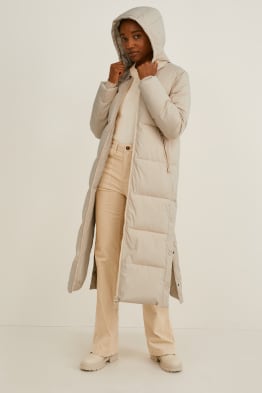 Quilted coat with hood - recycled