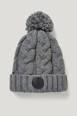 Bonnet en maille - motif tressé