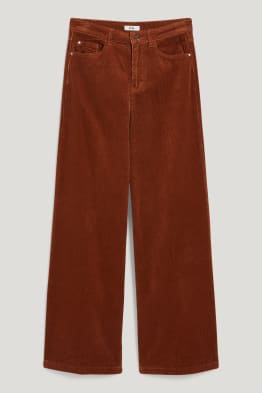 Broek van corduroy - high waist - wide leg