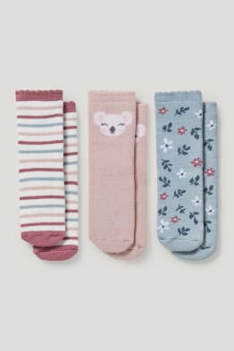 Lot de 3 paires - plantes - chaussettes antidérapantes à motif pour bébé