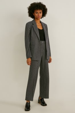 Pantaloni de stofă - talie medie - wide leg - în carouri