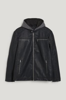 CLOCKHOUSE - biker jacket with hood - faux leather